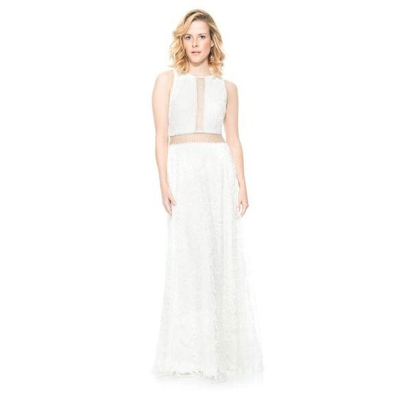 Tadashi Shoji Dresses & Skirts - NWT Tadashi Shoji Deep Lagoon Lace Chain Mesh Gown Size 12 Ivory #2A503